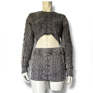 DollsKill | Brand New Hesperus Cable Knit Cotton Y2K Goth Grunge Cozy Skirt Set